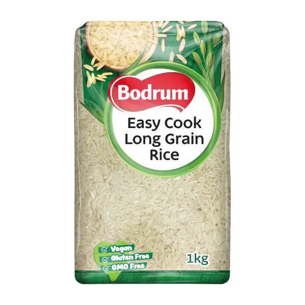 Bag of Bodrum Easy Cook Long Grain Rice on a white background