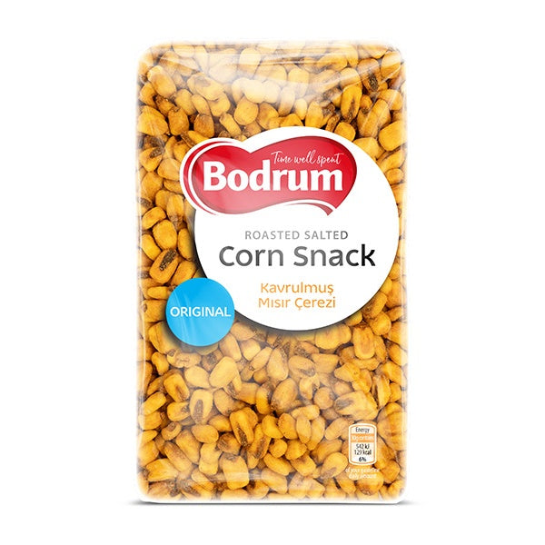 Packaged corn snack with Bodrum branding on a white background