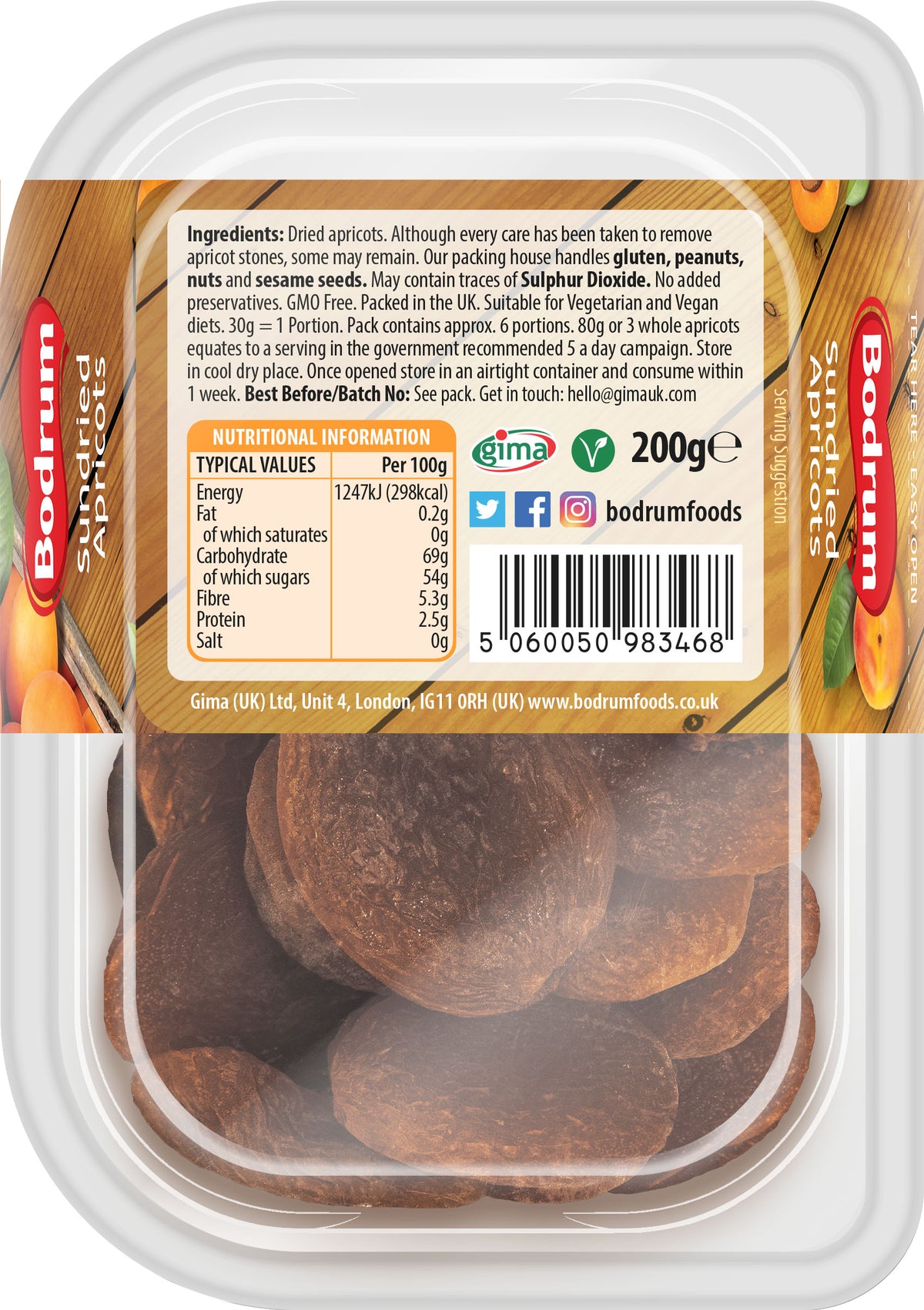 Packaged food item with Bodrum Foods branding and nutritional information label.