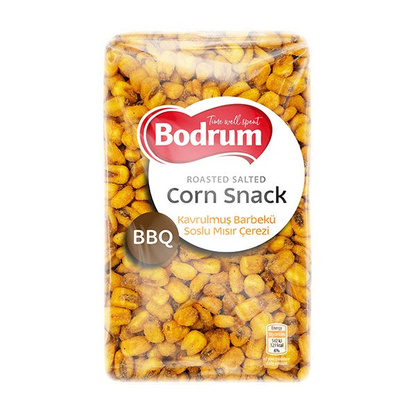 Packaged corn snack with Bodrum branding on a white background