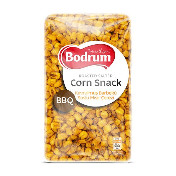 Packaged corn snack with Bodrum branding on a white background
