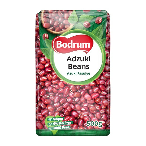 Packaging of Bodrum Adzuki Beans on a white background
