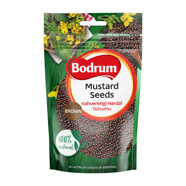 Packaging of Bodrum Mustard Seeds with green background