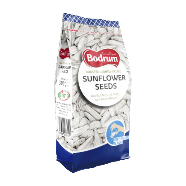 Bag of Bodrum sunflower seeds on a white background