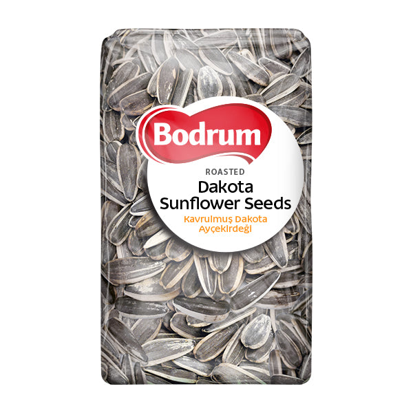 Pack of Bodrum roasted Dakota sunflower seeds on a white background