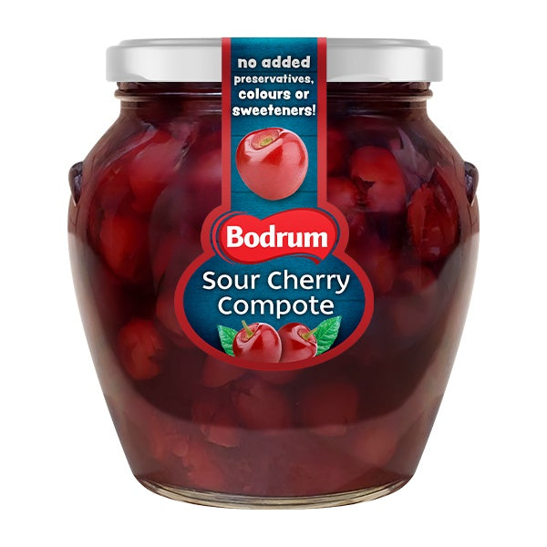 Jar of Bodrum Sour Cherry Compote with a clear background