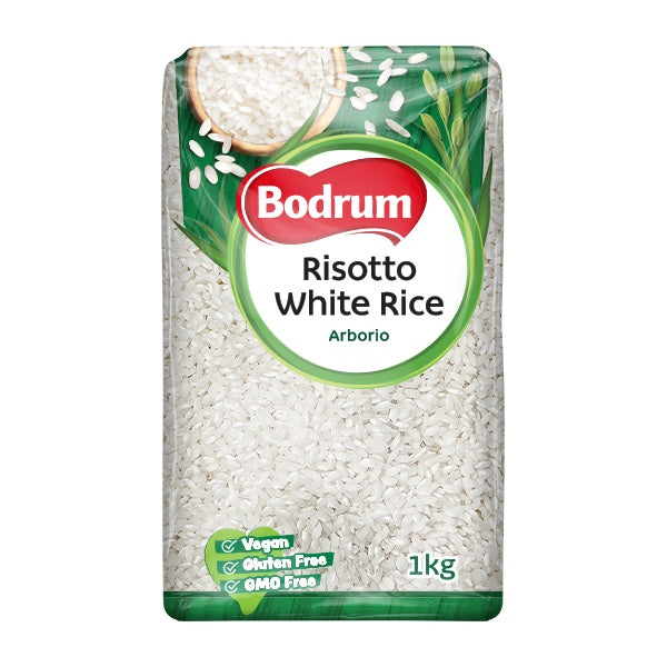 Bag of Bodrum Risotto White Rice on a white background
