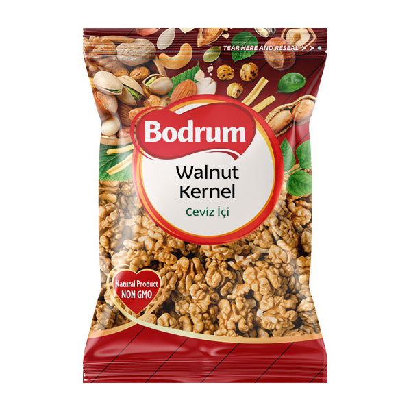 450g pack of Bodrum Foods Walnut Kernels, premium raw whole halves for salads and baking