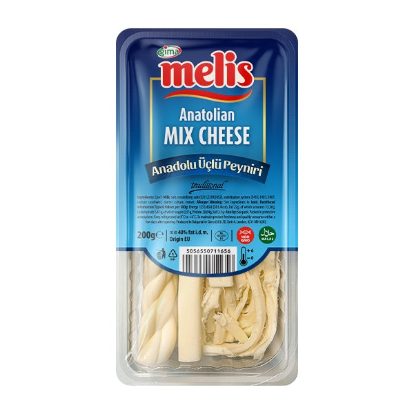 Packaged Anatolian Mix Cheese with Melis branding on a white background