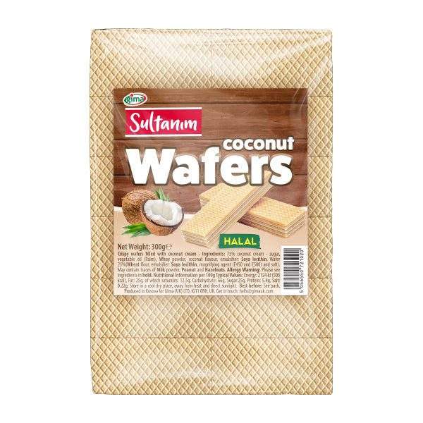 sultanim coconut wafers with white background