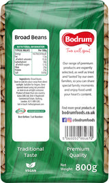 Bodrum brand packaging of broad beans with green label