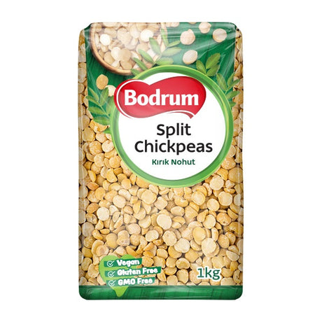 Packaging of Bodrum split chickpeas on a white background