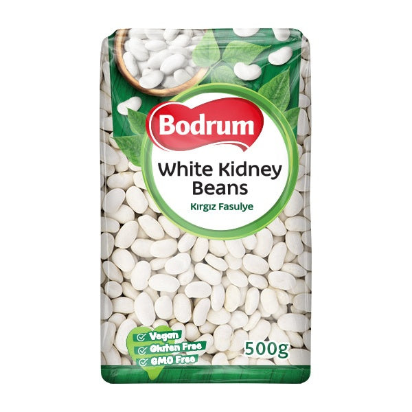 Packaging of Bodrum White Kidney Beans with a white background