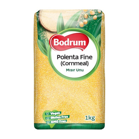 Bodrum Polenta Fine Cornmeal packaging on a white background