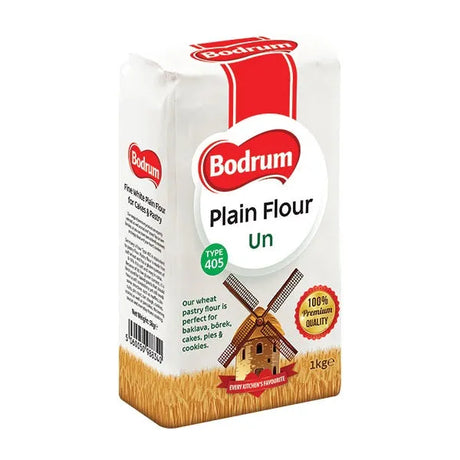 Bodrum Plain Flour packaging on a white background