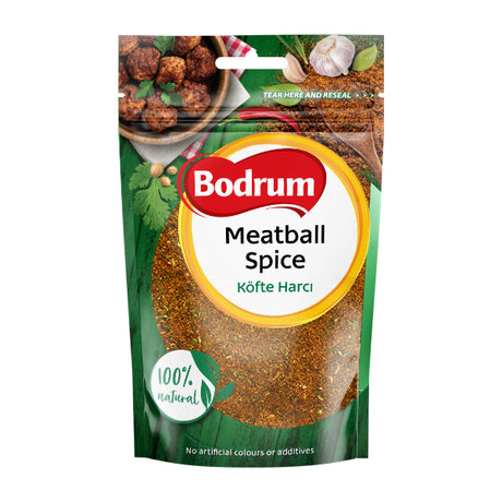 Bodrum Meatball Spice packaging on a white background