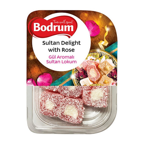 Packaged Sultan Delight with Rose by Bodrum on a white background