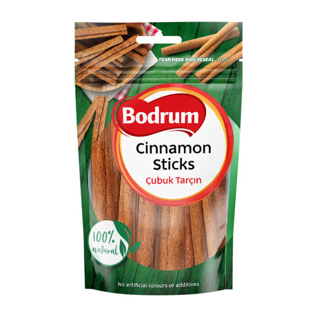 Packaging of Bodrum Cinnamon Sticks with green background