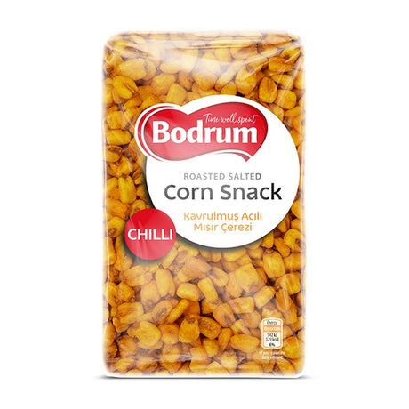 Packaged corn snack with Bodrum branding on a white background
