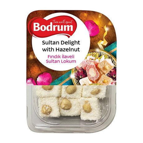 Packaged Sultan Delight with Hazelnut by Bodrum on a white background