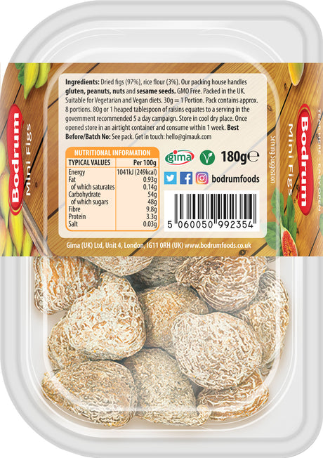 bodrum dried mini fig nutrutional informations label  