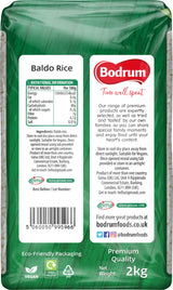 Green rice packaging with Bodrum branding and nutritional information.