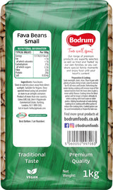Bodrum Fava Beans packaging with green label and visible text.