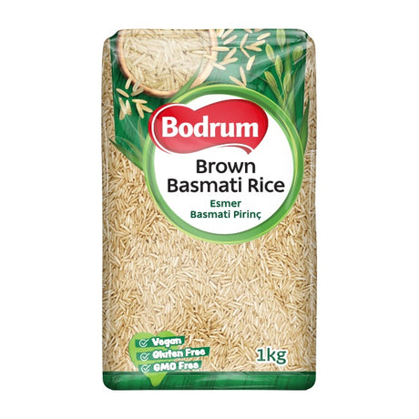 Bag of Bodrum Brown Basmati Rice on a white background