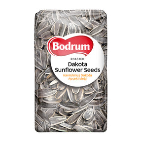Pack of Bodrum roasted Dakota sunflower seeds on a white background