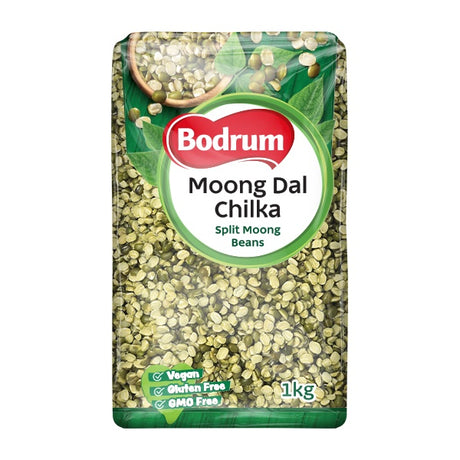 Bodrum Moong Dal Chilka packaging on a white background