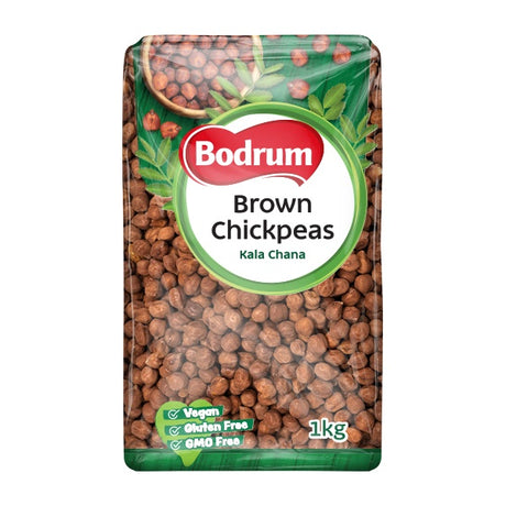 Packaging of Bodrum Brown Chickpeas on a white background