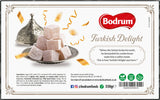 Bodrum Turkish Delight packaging with text and product image on a white background