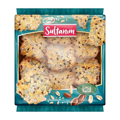 Packaged snack with 'Sultanim' branding on a white background