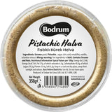 Container of Pistachio Halva with Bodrum branding on a white background