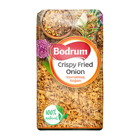 Packaging of Bodrum Crispy Fried Onion on a white background