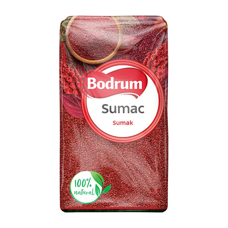 Bodrum Sumac packaging with red sumac powder on a white background