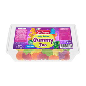 Pack of Sultanam Jolly Jellies Gummy Zoo candy on a white background