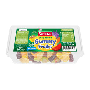 Pack of Sultanam Jolly Jellies Gummy Fruits on a white background