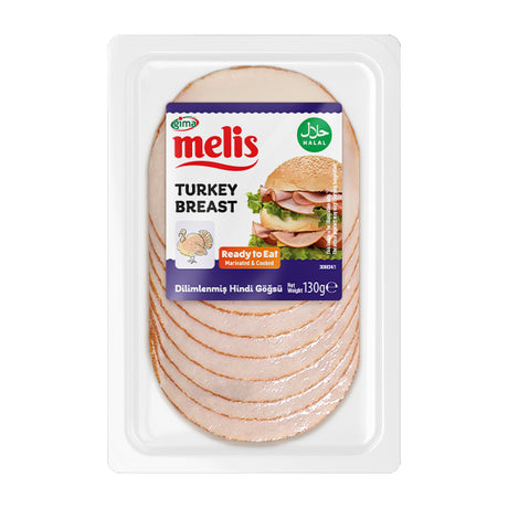 Packaged turkey breast with Melis branding on a white background