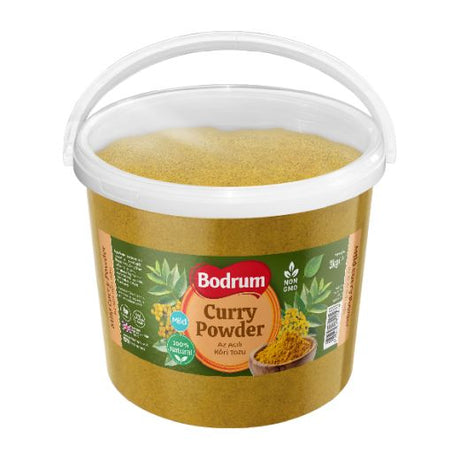 Bucket of Bodrum Curry Powder on a white background