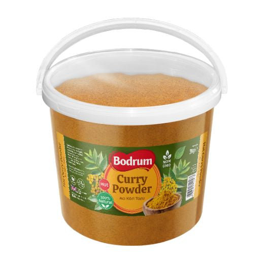 Bucket of Bodrum Curry Powder on a white background