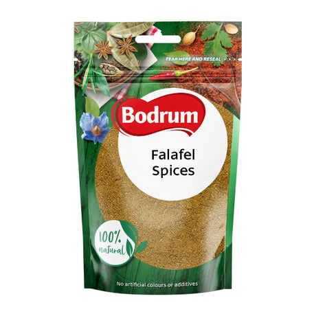 Packaging of Bodrum Falafel Spices on a white background